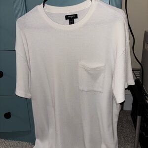 Forever 21 Oversized Waffle Short Sleeve Tee (White)